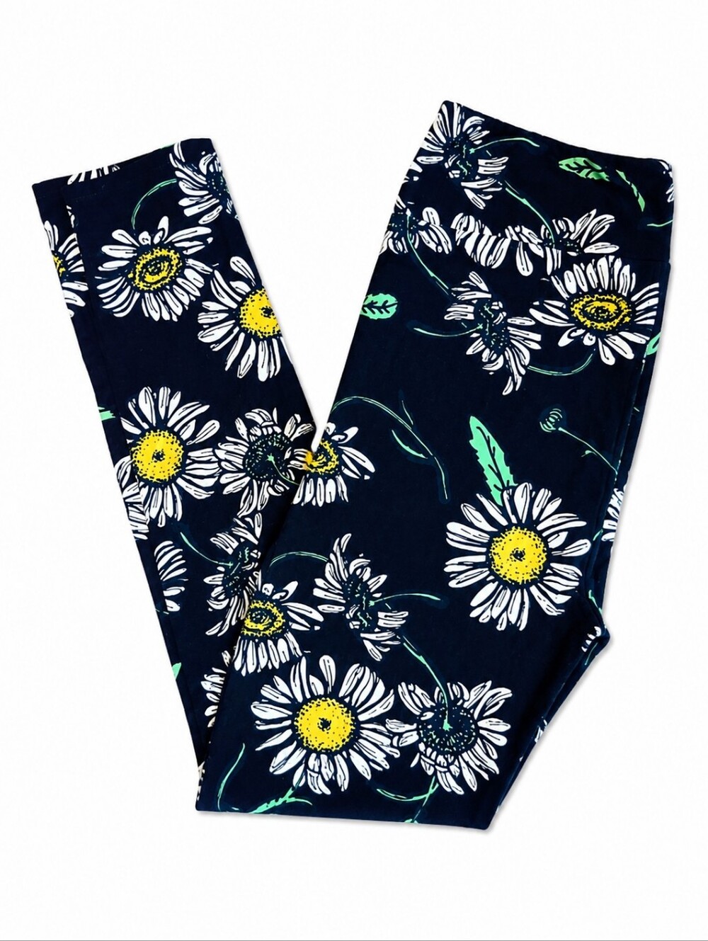LuLaRoe Buttery Soft Floral Leggings Tall And Curvy TC Black Green Yellow White